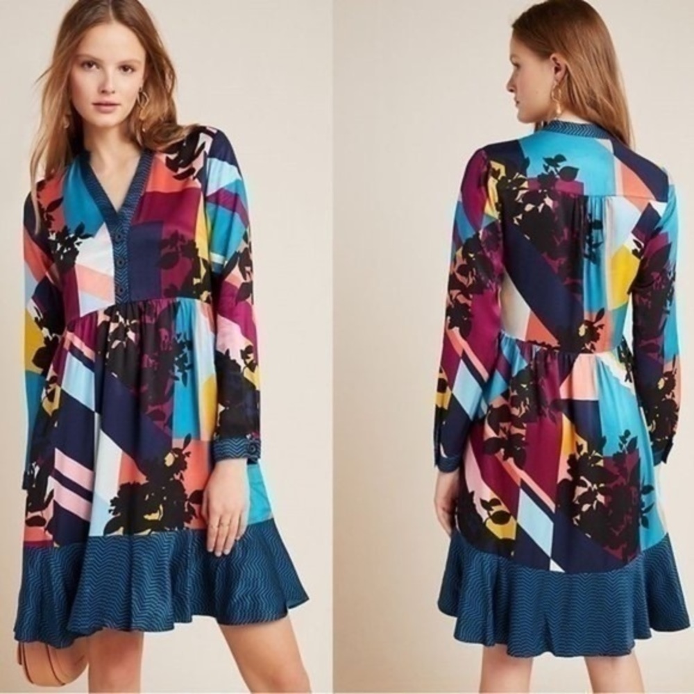 Maeve Anthropologie Multicolor Gillian Abstract Dress Size XS